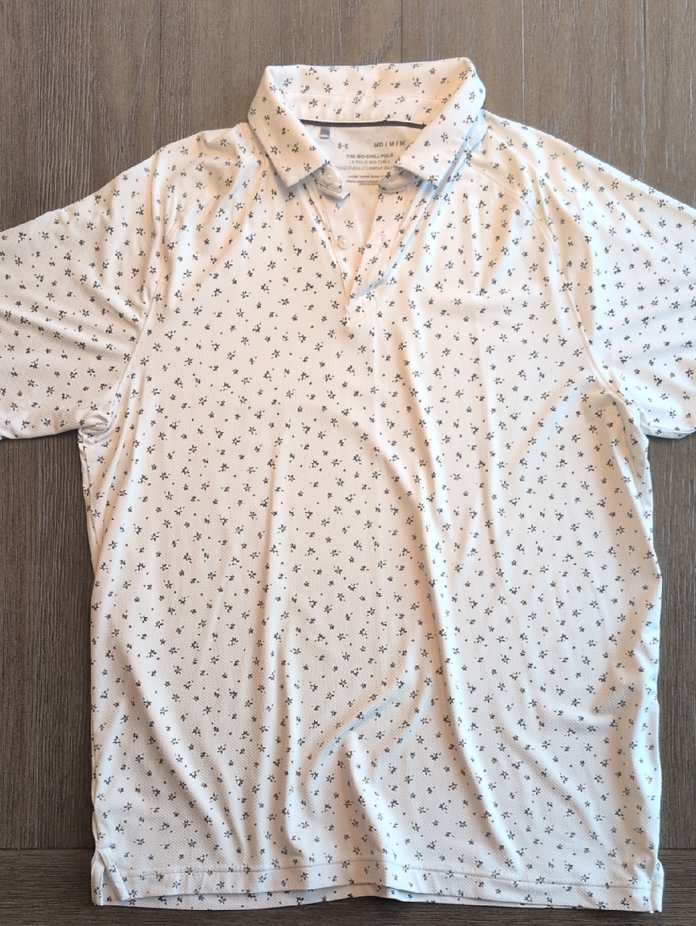 Under Armour White Polo with Small Navy Star Print